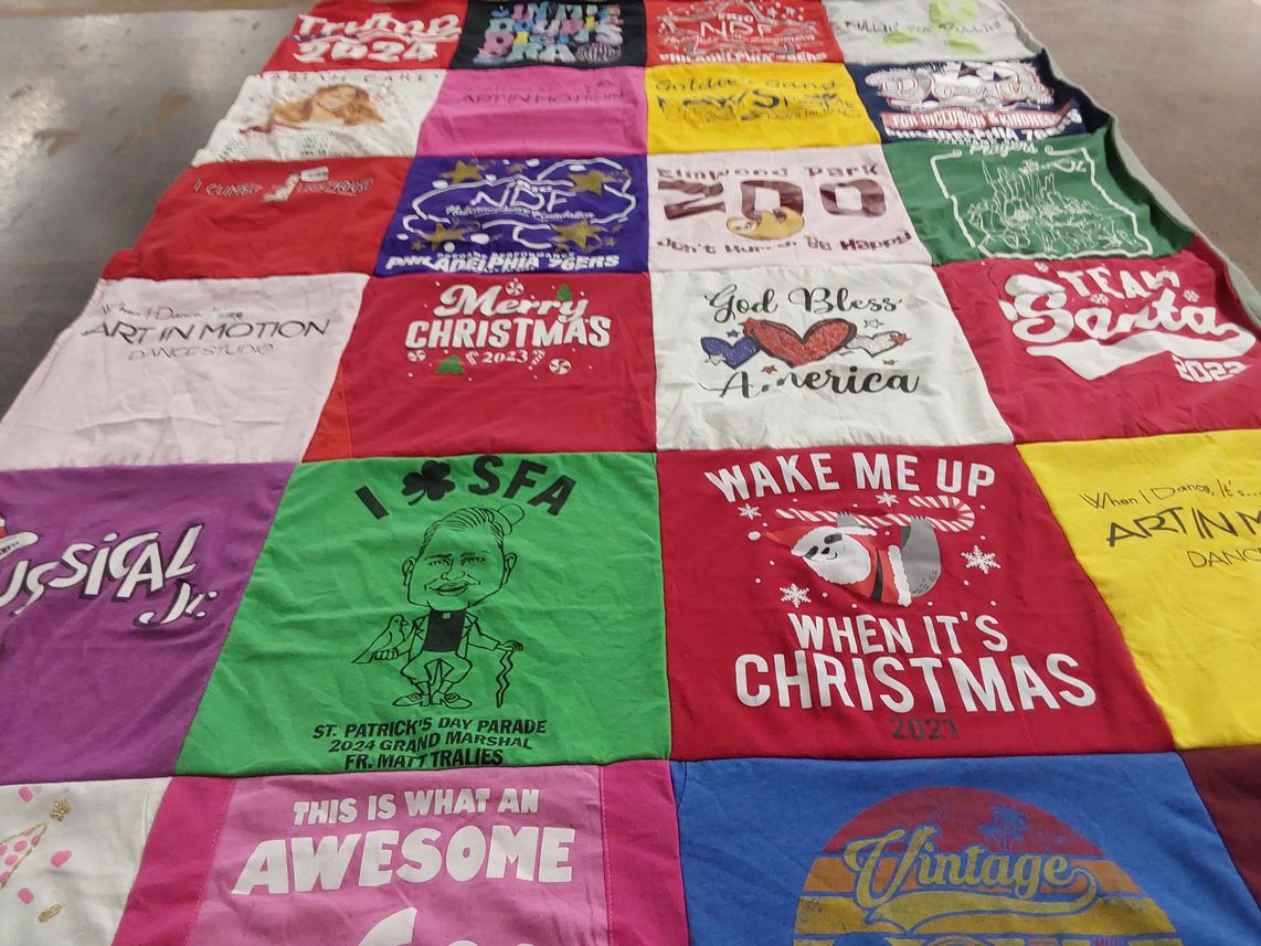 T-shirt quilt from stephen f. austin university by Rebecca from PA