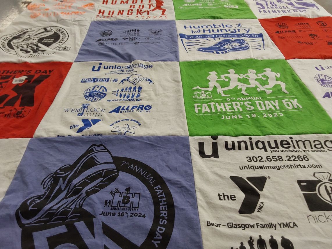 T-shirt quilt with running, fitness themes by Pamela from MD
