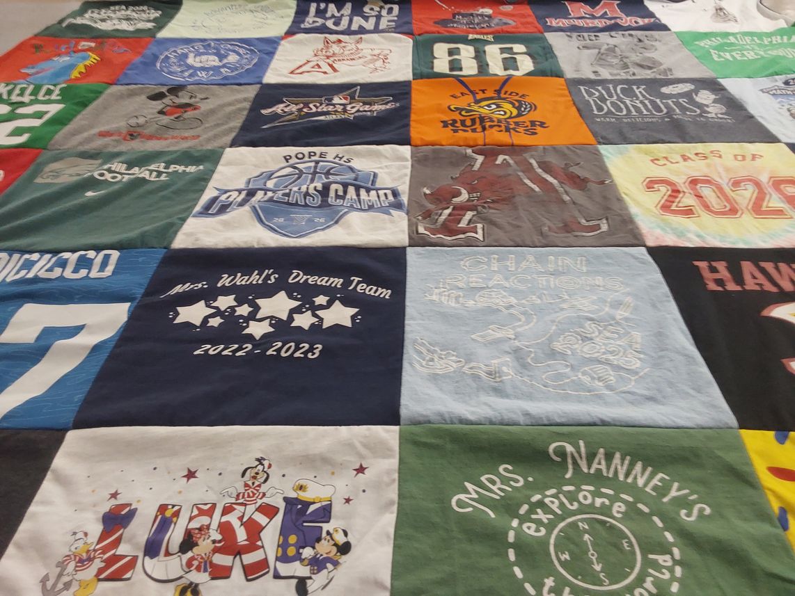 T-shirt quilt featuring rubber ducks by Courtney from GA