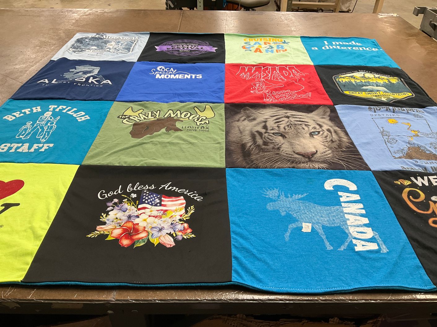 T-shirt quilt with travel, community service themes by Carole from MD