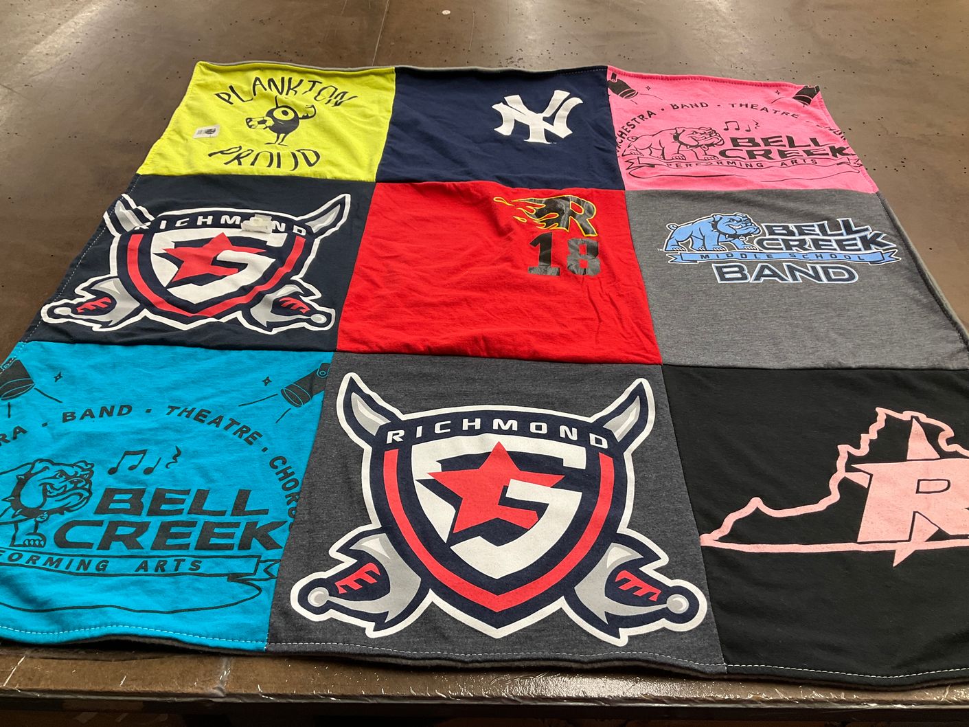 T-shirt quilt from bell creek middle school, richmond high school by Evan from VA