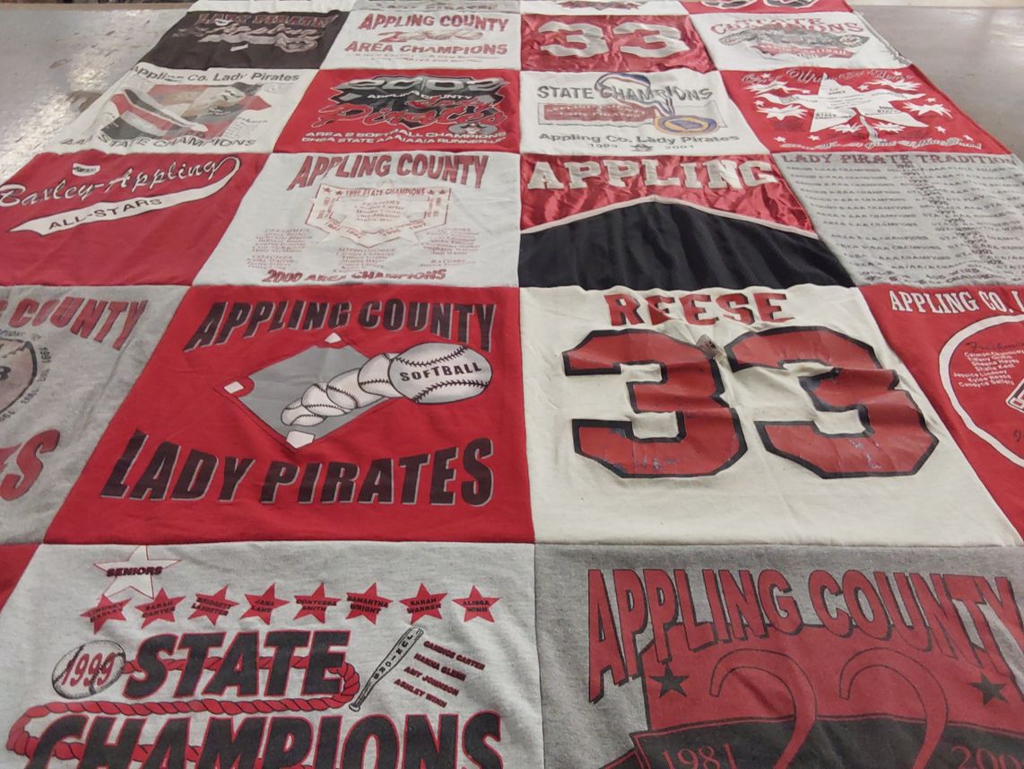 T-shirt quilt featuring appling county lady pirates by Kylee from GA