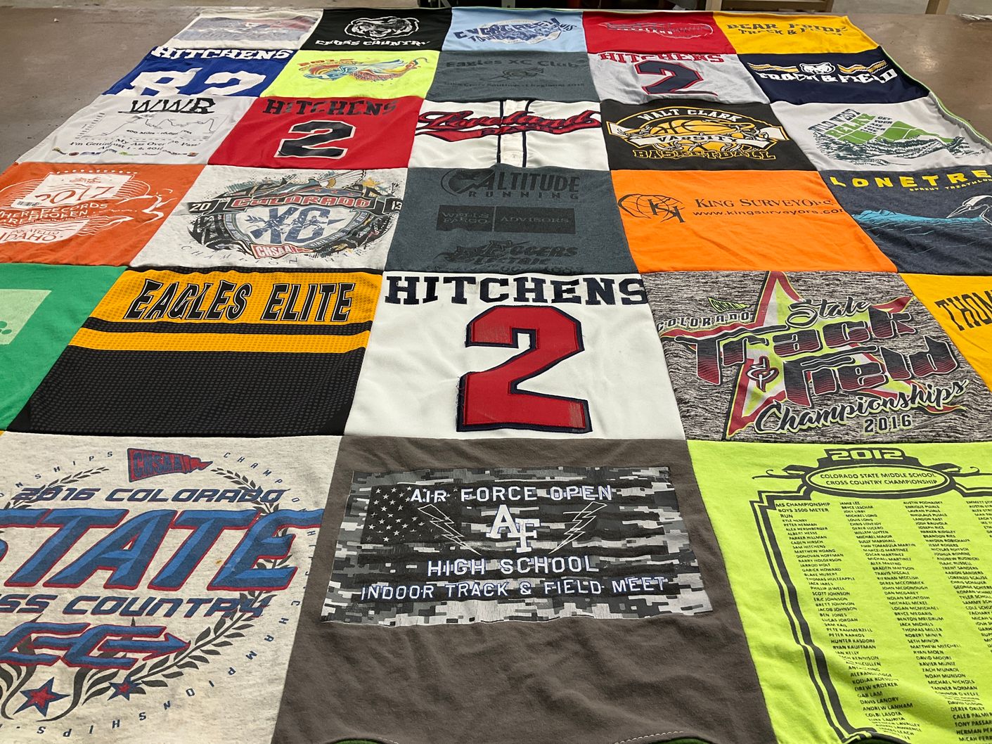 T-shirt quilt from cished high school by Cheryl from CO