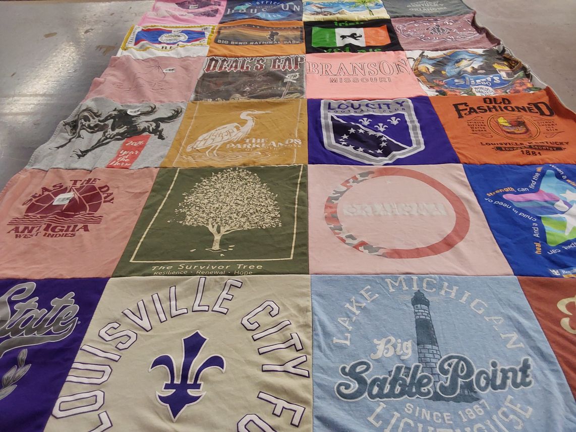 T-shirt quilt from louisville city college by Donna from KY