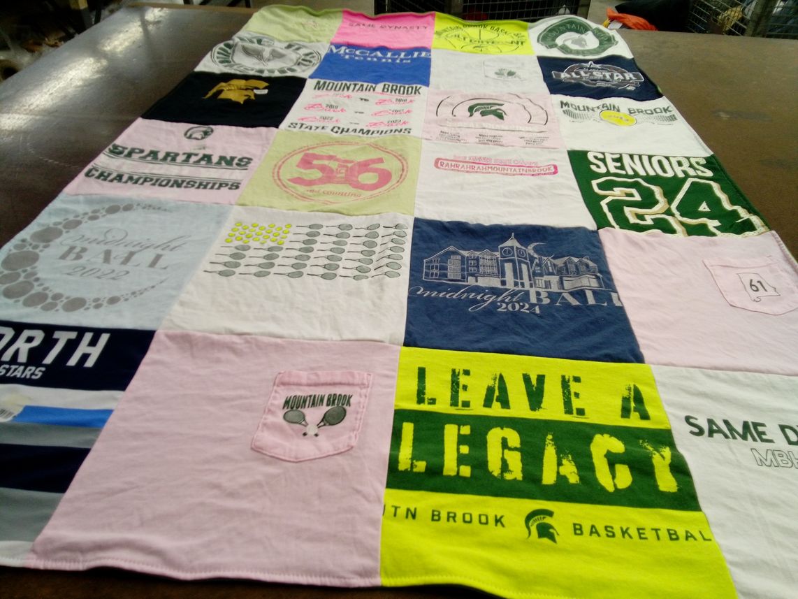 T-shirt quilt featuring mountain brook basketball by Philippa from AL