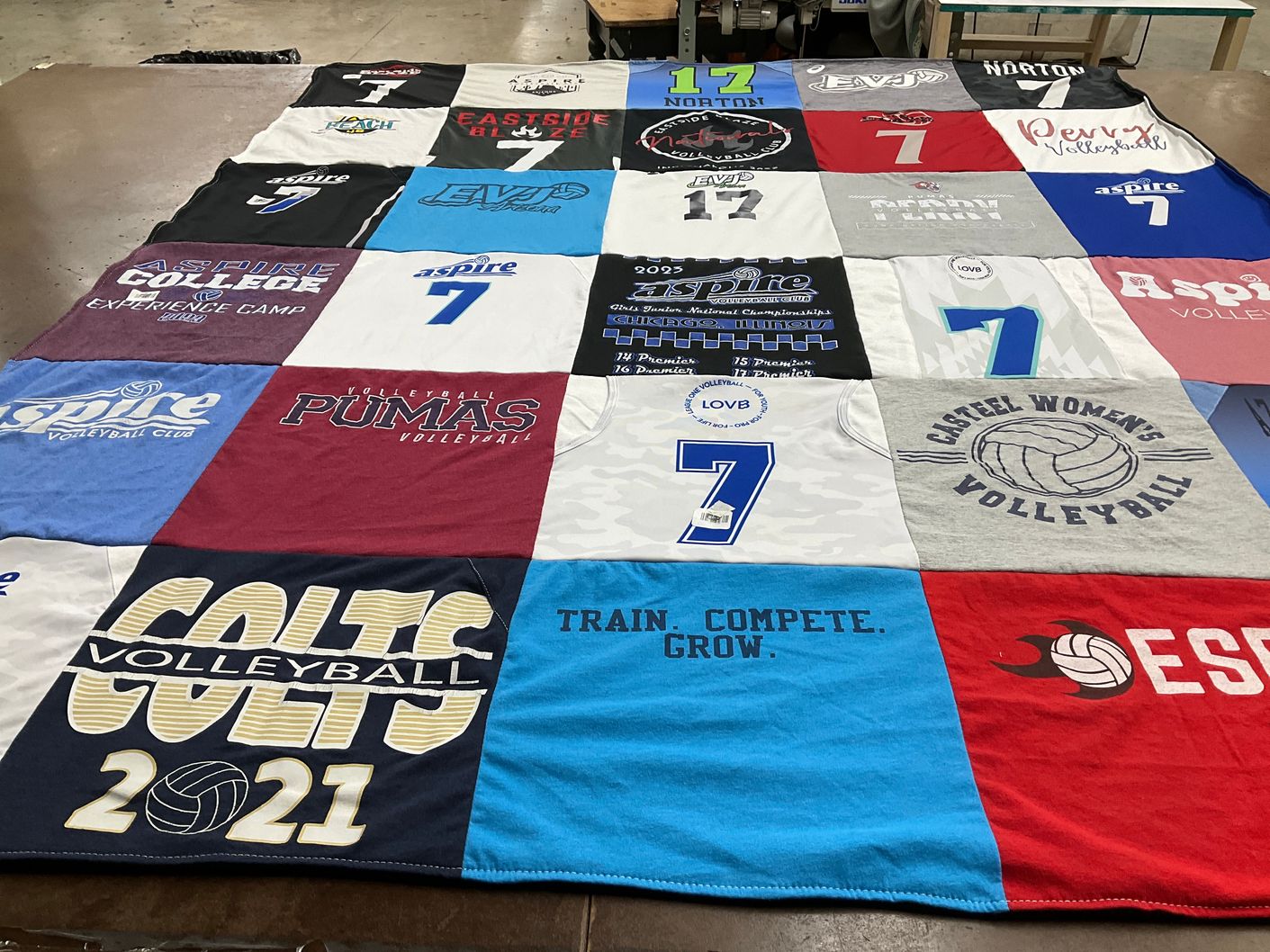 T-shirt quilt featuring castle women's volleyball by Anne from AZ