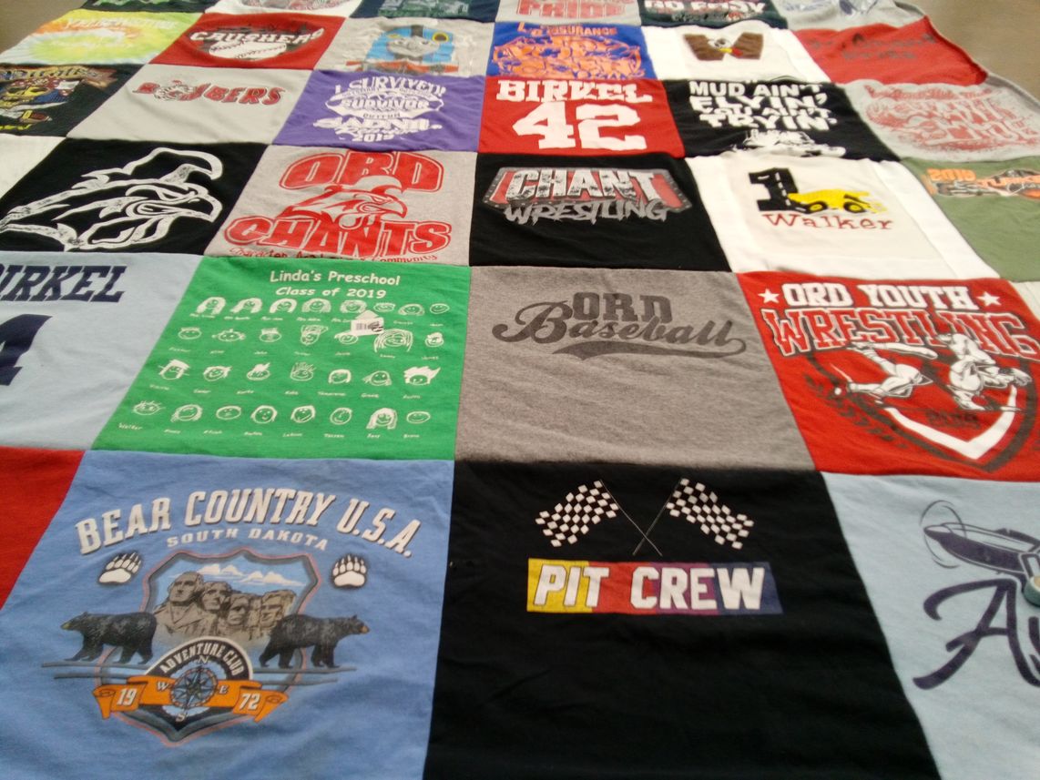 T-shirt quilt featuring ord youth wrestling, ord baseball by Justina from NE