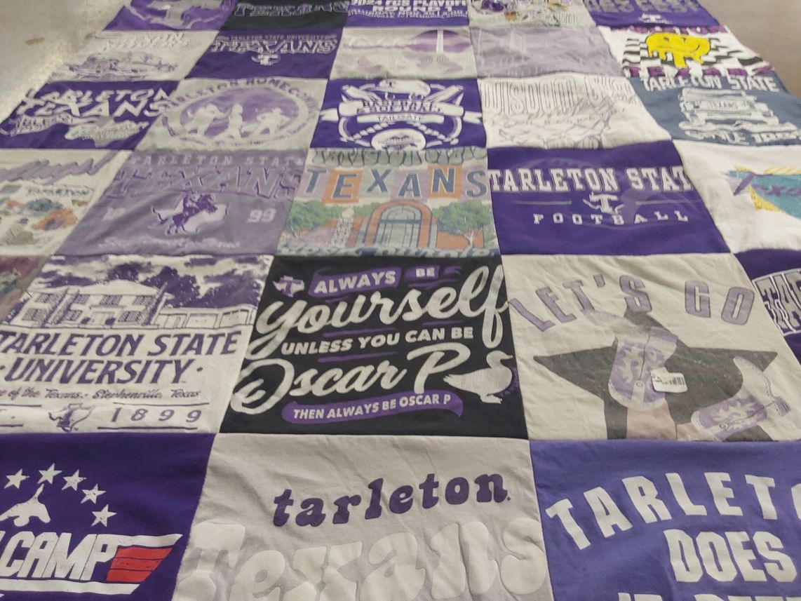 T-shirt quilt featuring tarleton state university football by Lauren from TX