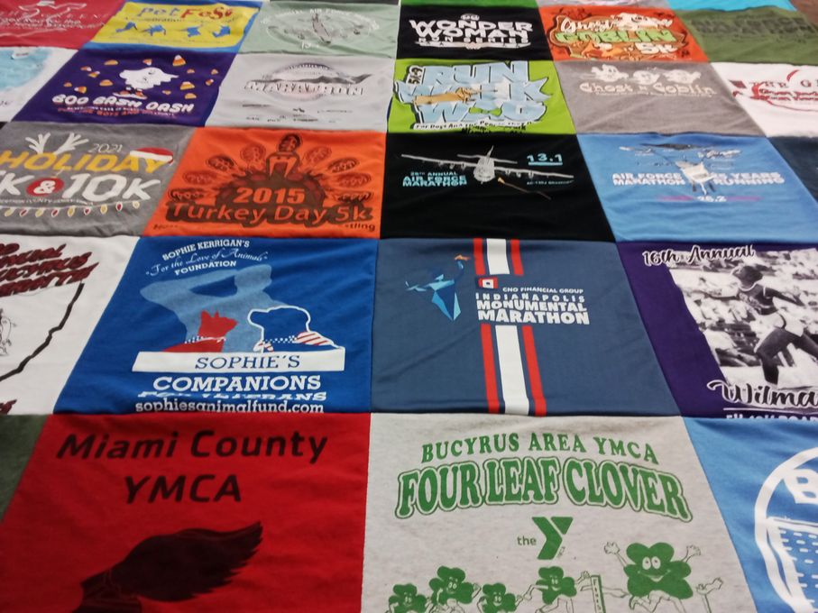 T-shirt quilt with running, community service themes by Cassandra from OH