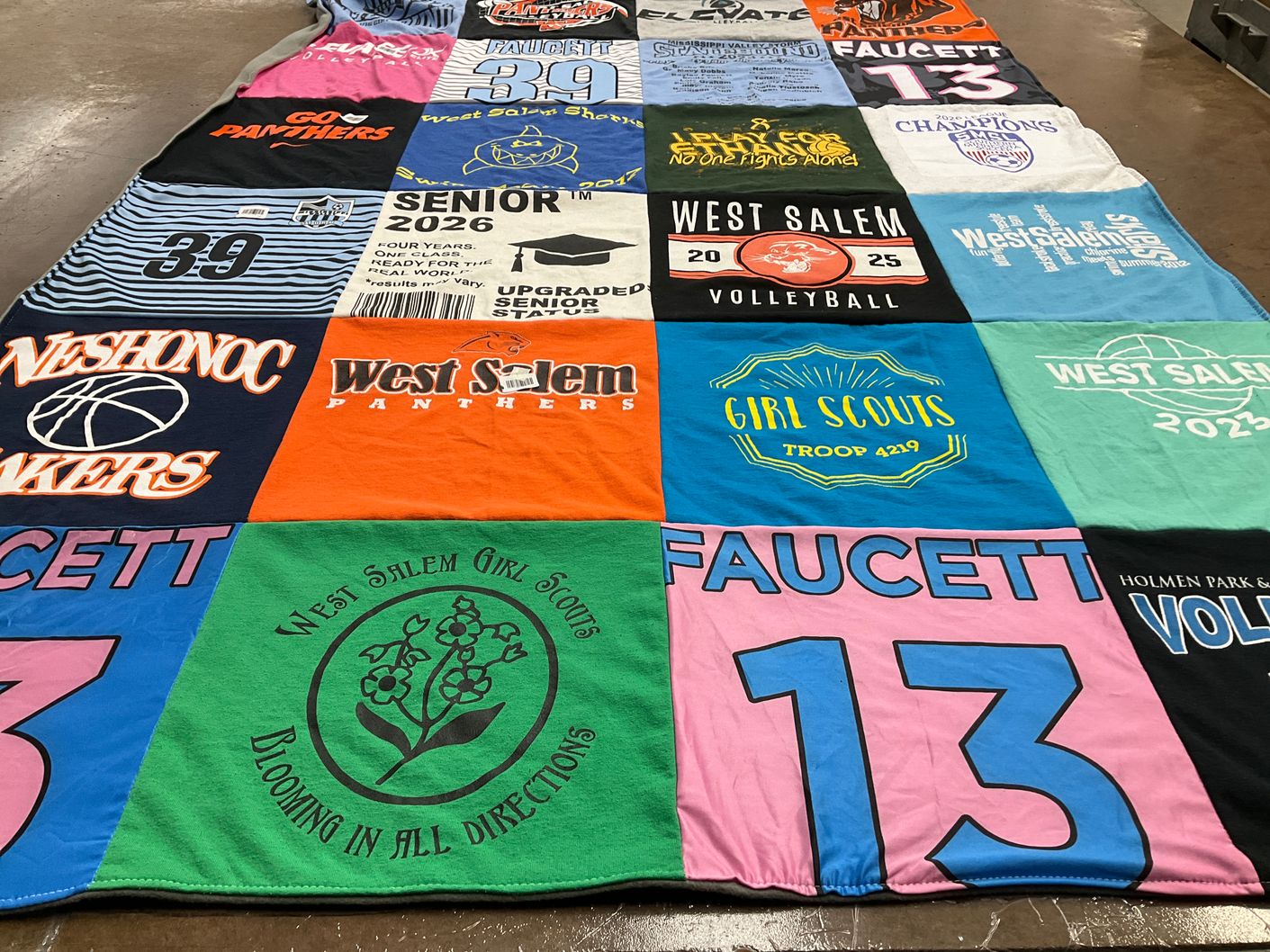 T-shirt quilt featuring west salem panthers by Jamie from WI