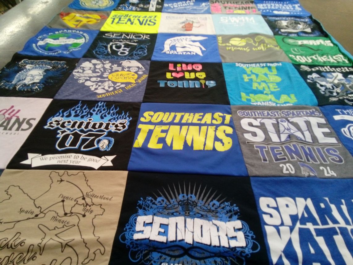 T-shirt quilt featuring southeast spartans by Omaira from OK