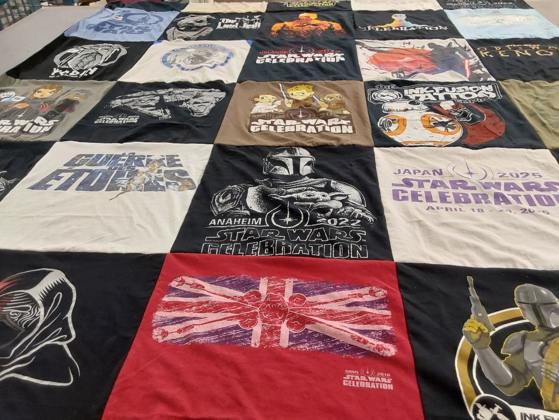 T-shirt quilt with star wars, animation themes by william from NY