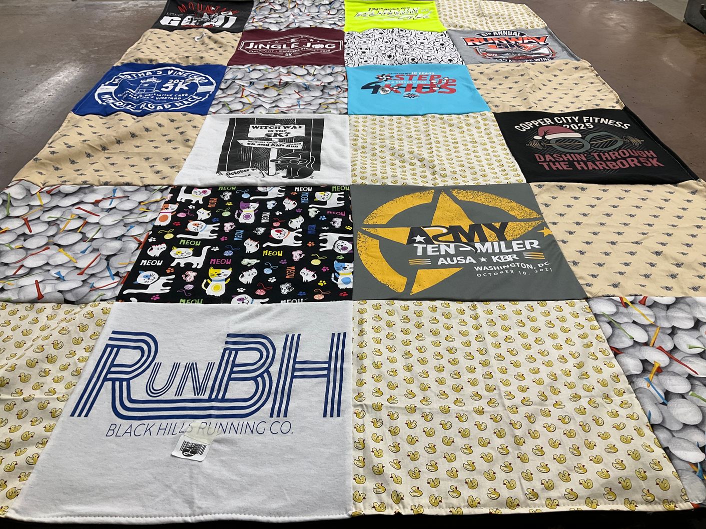 T-shirt quilt with running, fitness themes by Ellisa from NY