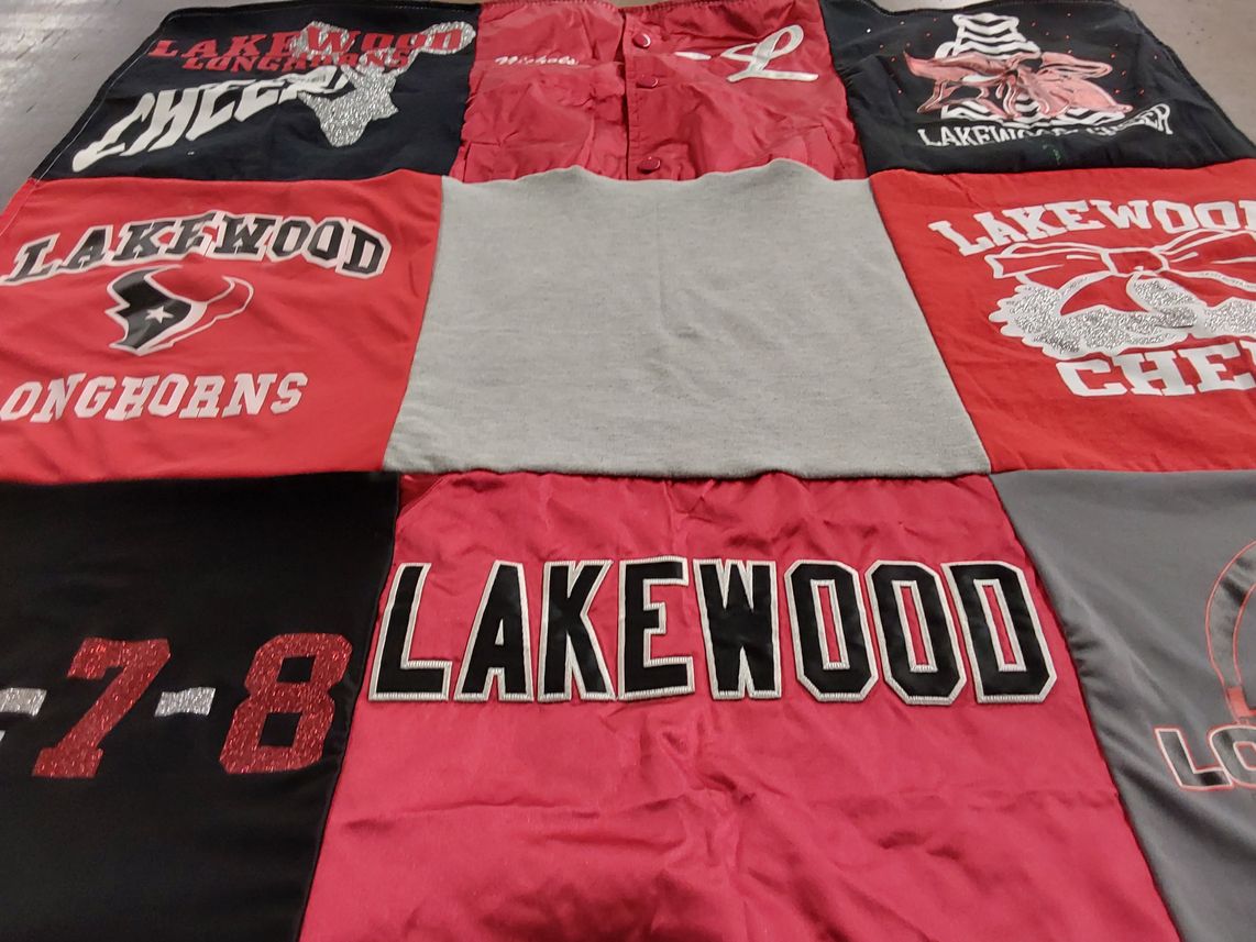T-shirt quilt from lakewood high school by Paulette from CA