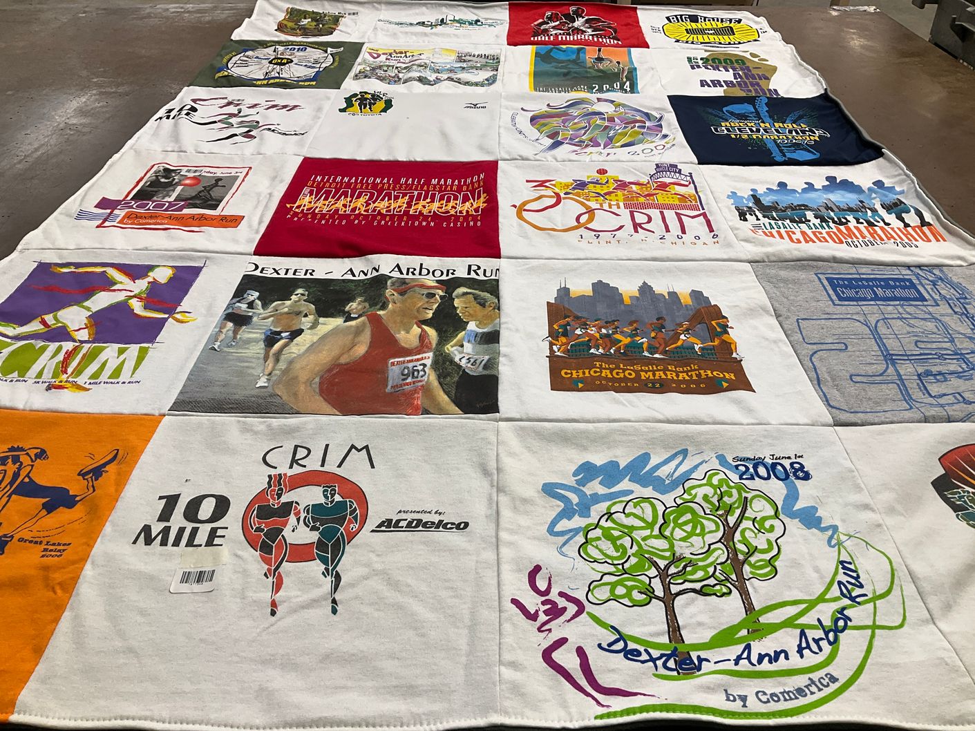 T-shirt quilt with running, marathons themes by Keith from MI