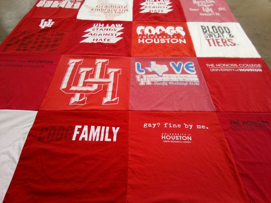 T-shirt quilt from university of houston by Adam from LA