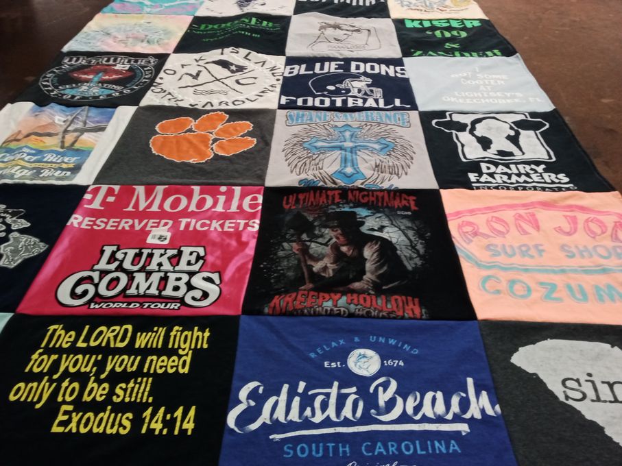 T-shirt quilt featuring blue dons football by Jordan from SC