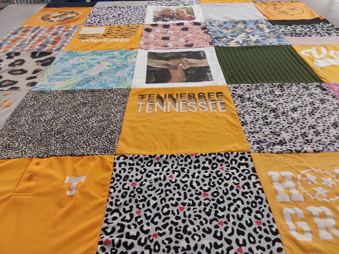 T-shirt quilt featuring volunteers by Amy from TN