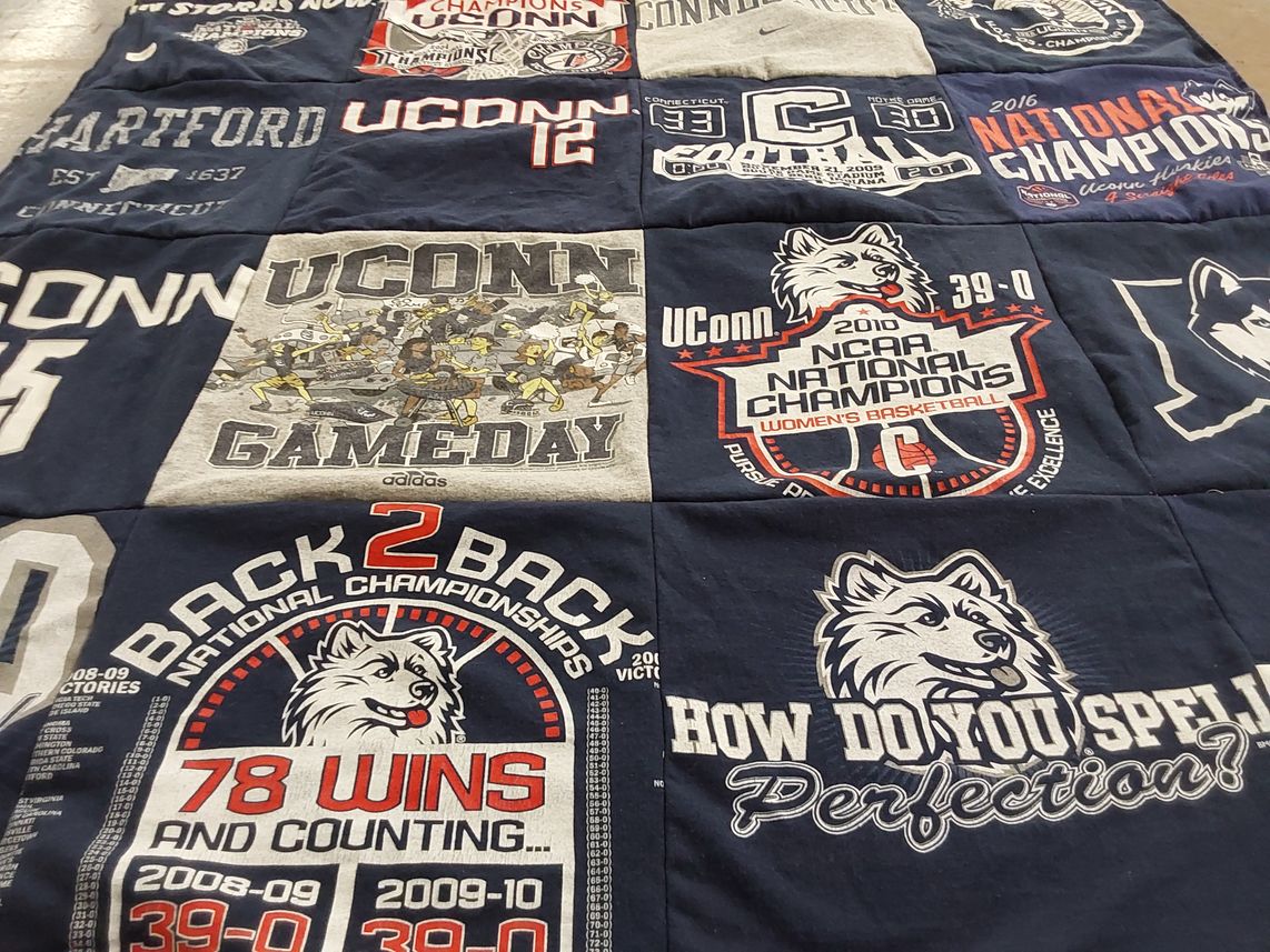 T-shirt quilt featuring university of connecticut women's basketball by Andre from NC