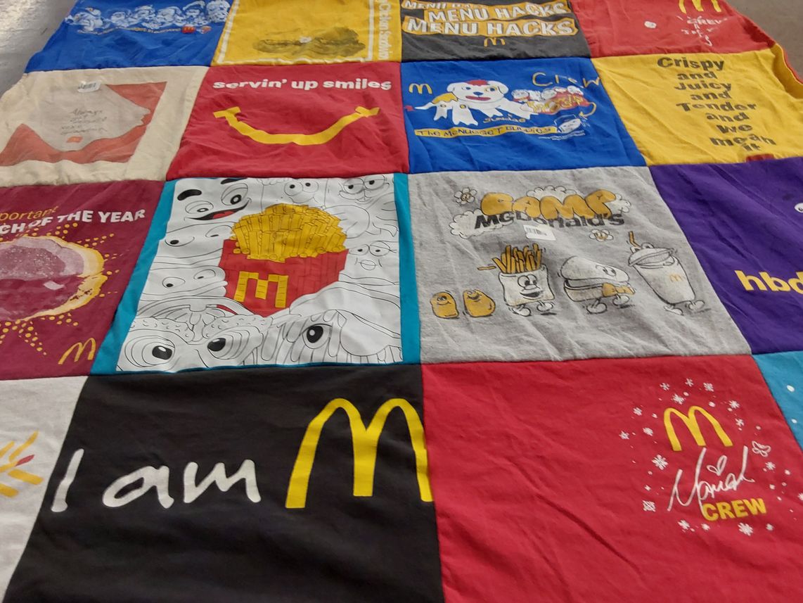 T-shirt quilt with food, fast food themes by Jacob from TN