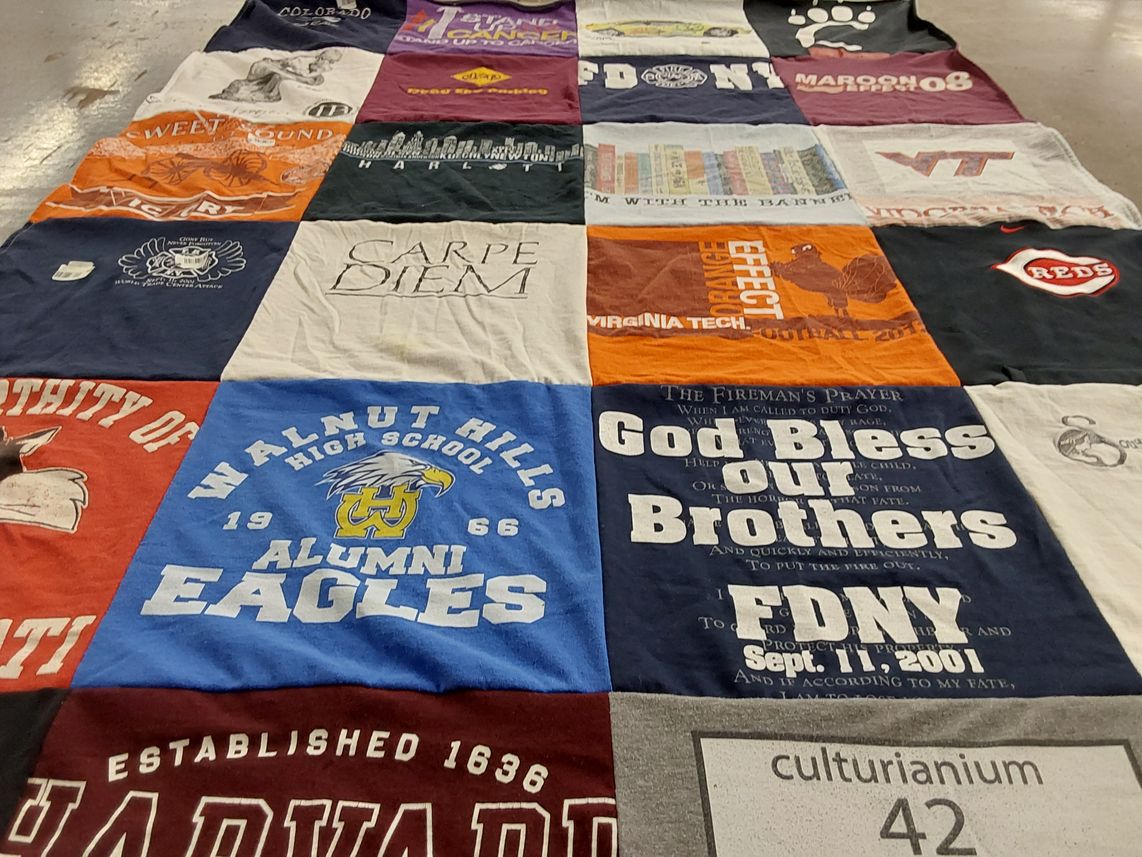 T-shirt quilt from walnut hills high school, virginia tech by Katie from NC