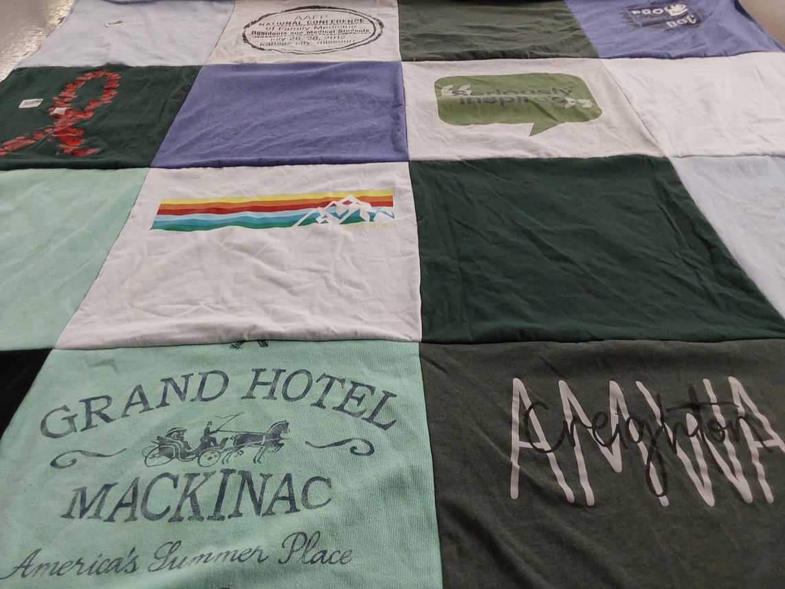 T-shirt quilt from creighton university by Ingrid from NE