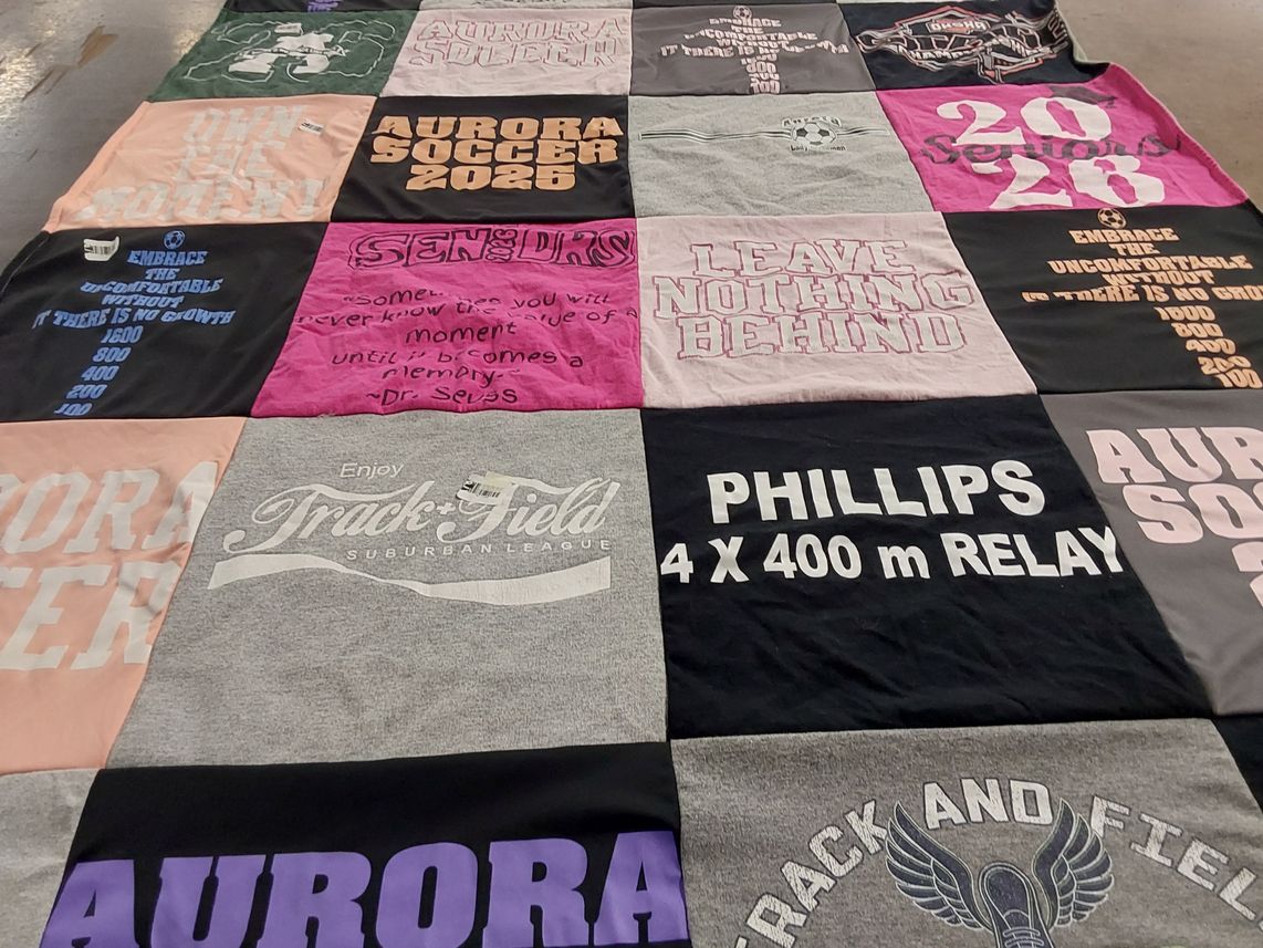 T-shirt quilt featuring aurora high school soccer by Ellie from OH