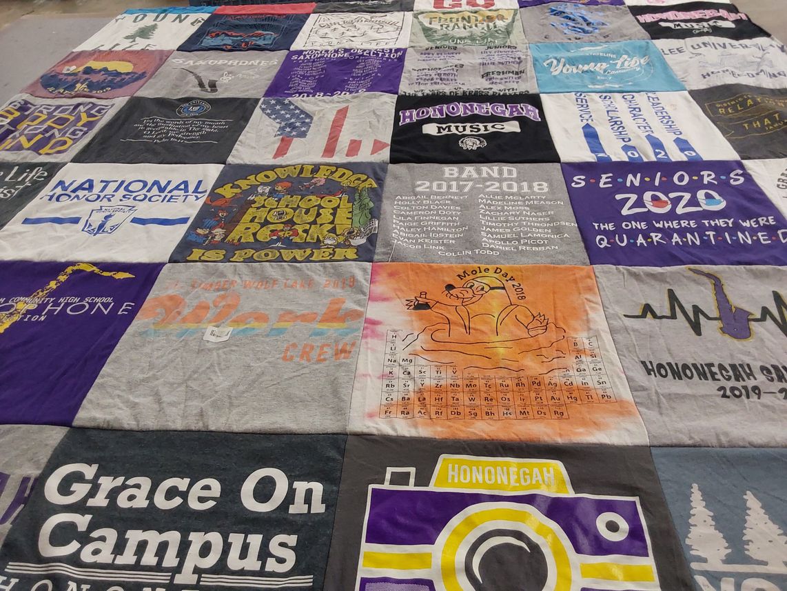 T-shirt quilt from hononegah community high school by Jacob from TN