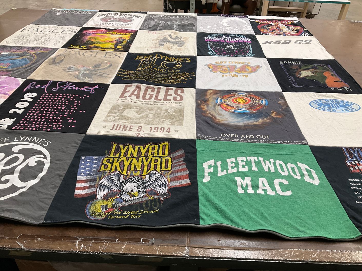 T-shirt quilt with music, concerts themes by helen from PA