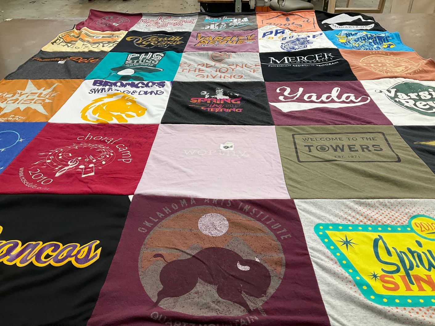 T-shirt quilt featuring oklahoma state university broncos by Clara from MA