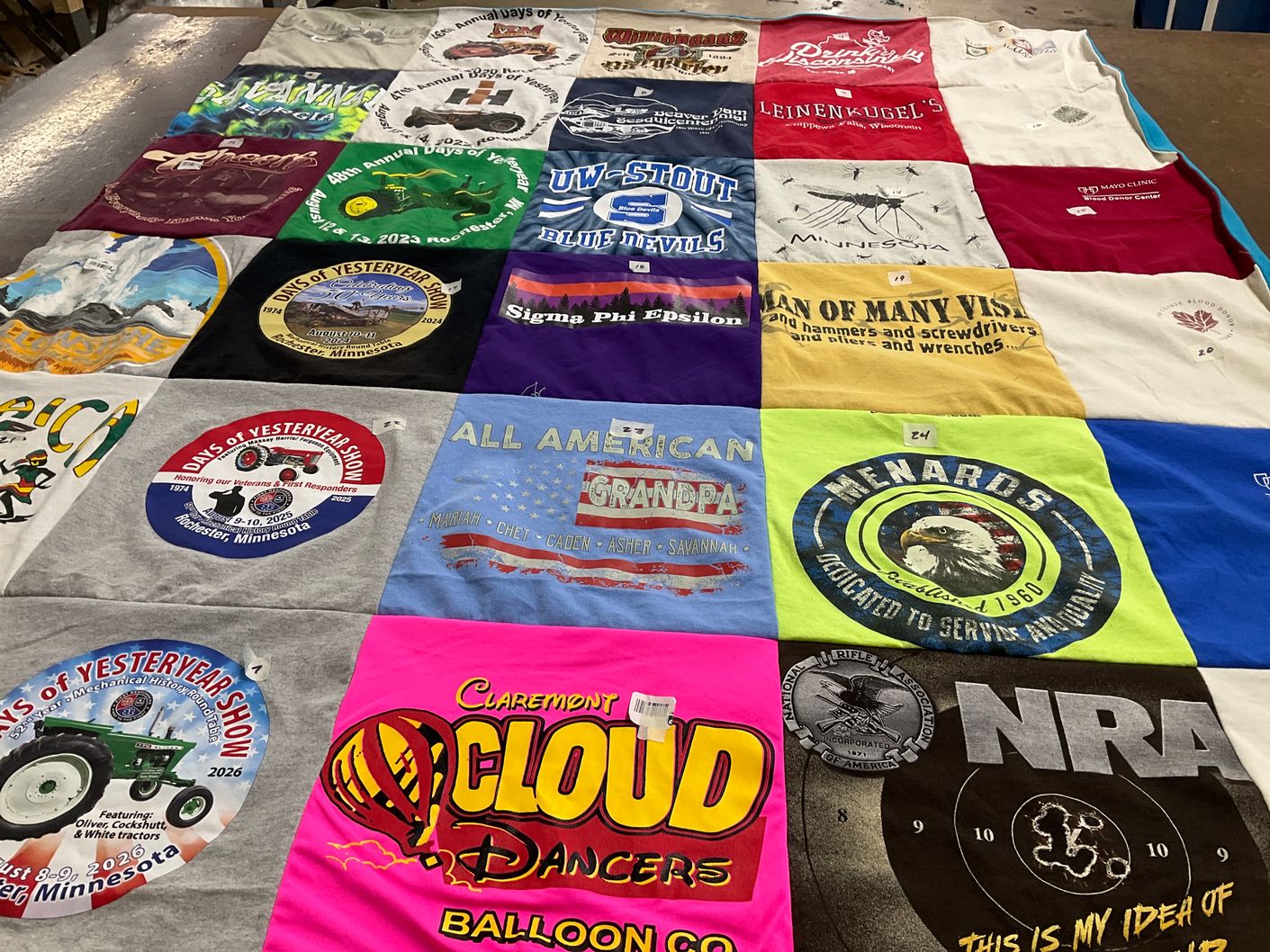 T-shirt quilt featuring uw stout blue devils by Chuck from MN