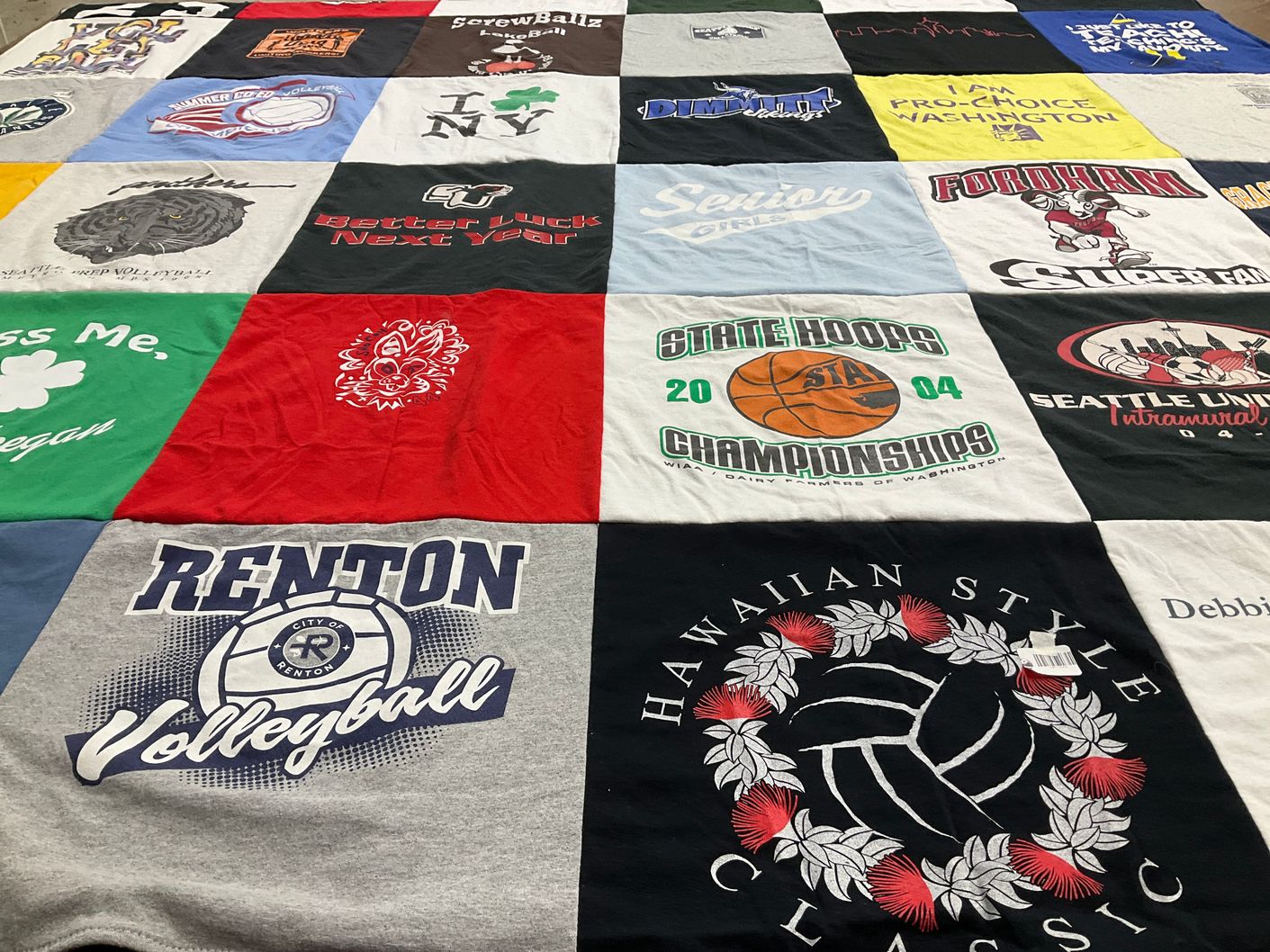 T-shirt quilt from seattle university, fordham university by T from WA