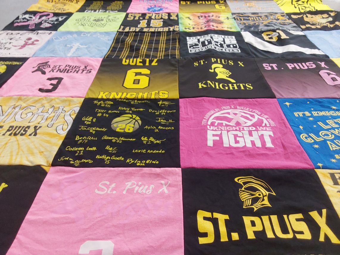 T-shirt quilt featuring st pius x knights by Jill from IL