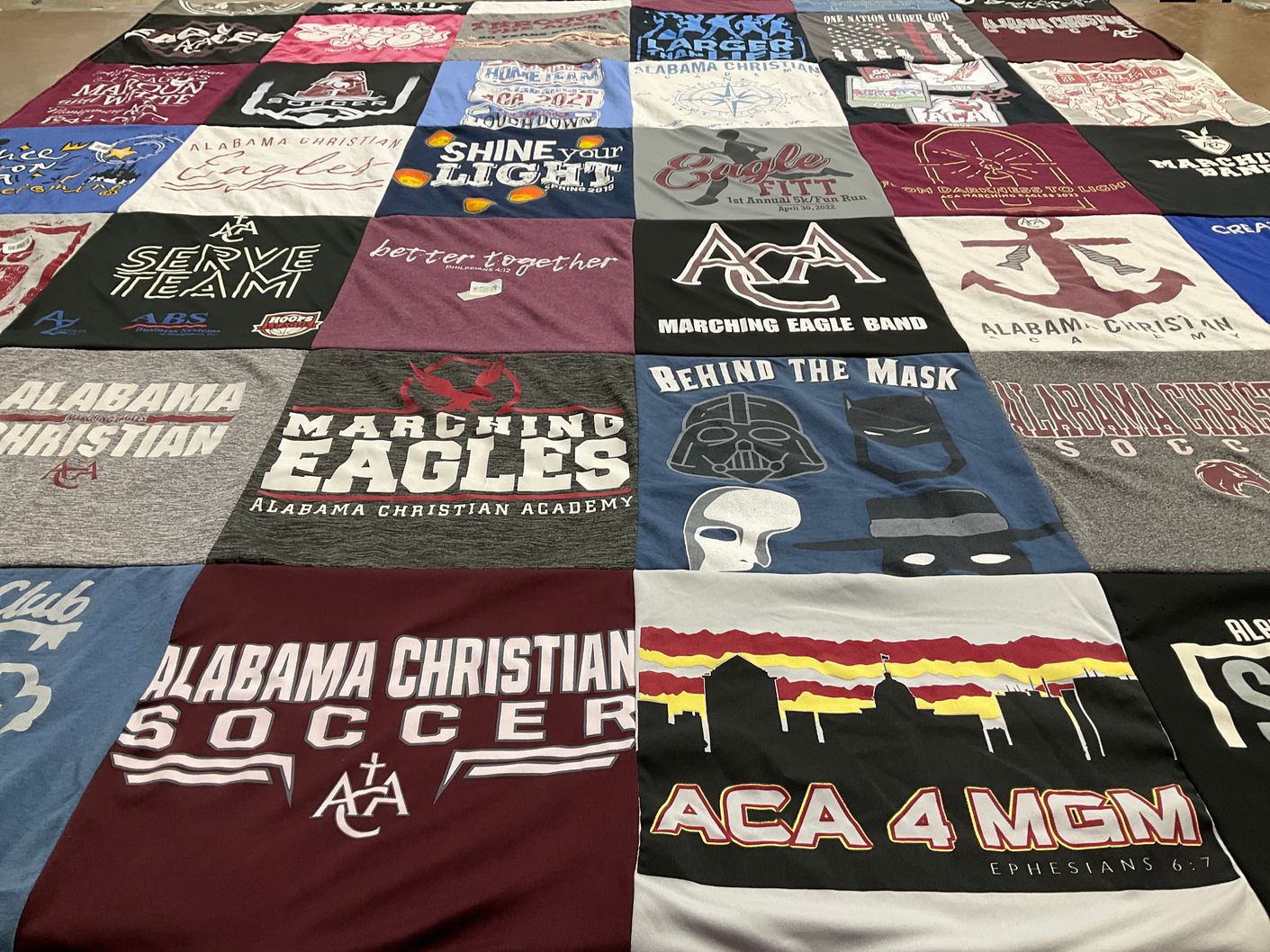 T-shirt quilt featuring marching eagles by Jennifer from AL