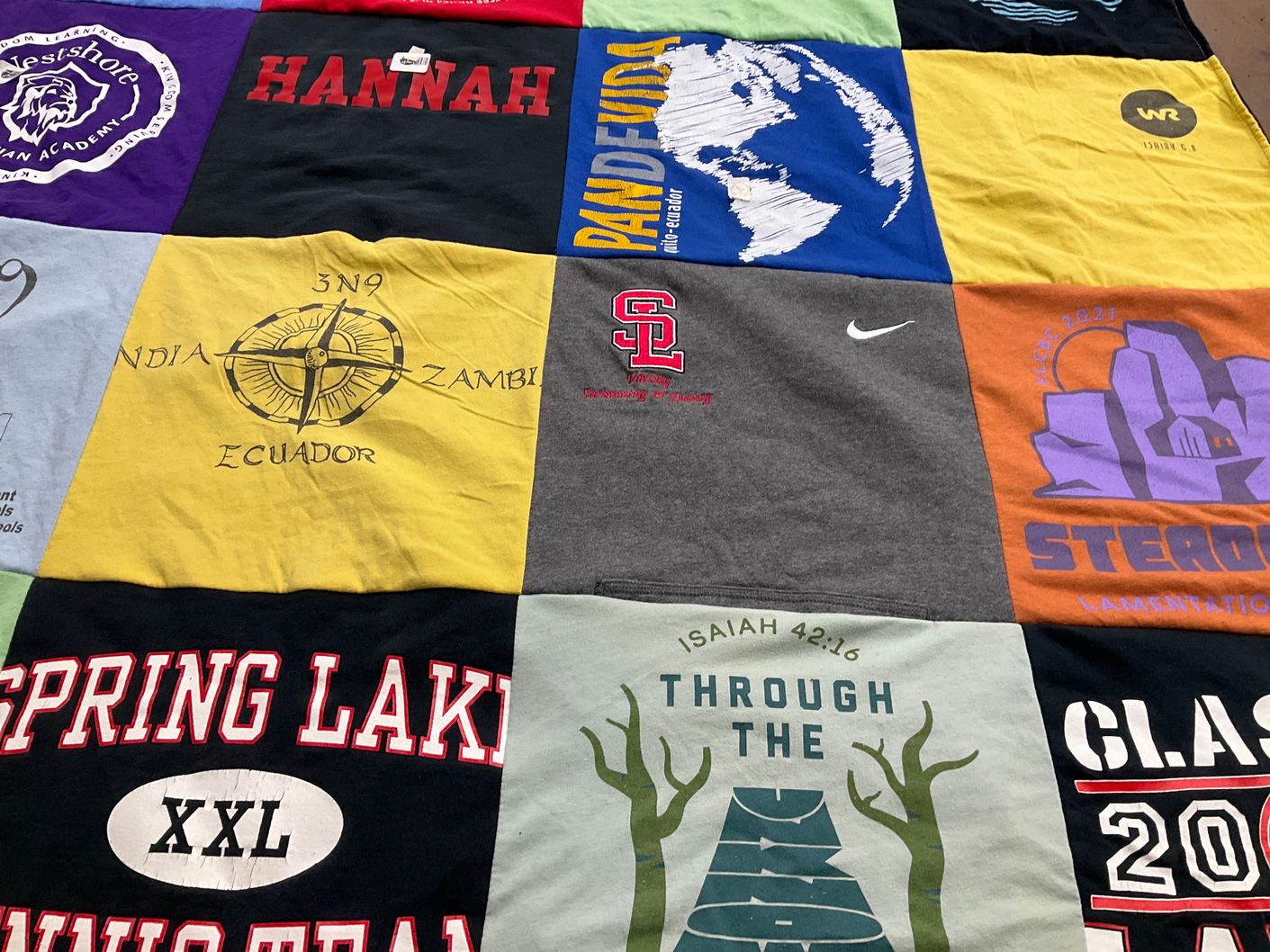 T-shirt quilt featuring spring lake high school by Hannah from MI