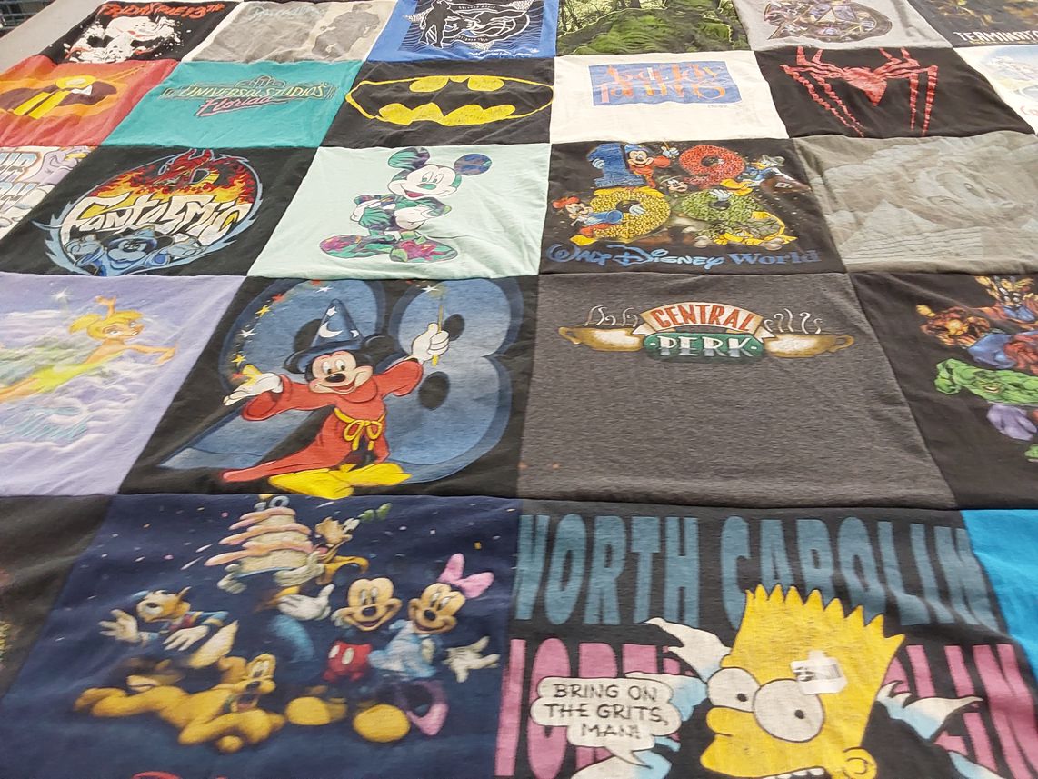 T-shirt quilt with disney, cartoons themes by Michael from FL