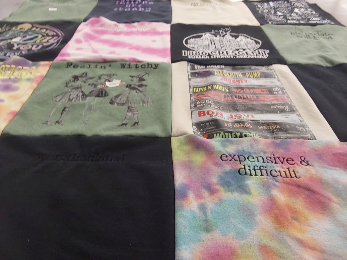 T-shirt quilt with music, halloween themes by Tessa from AR