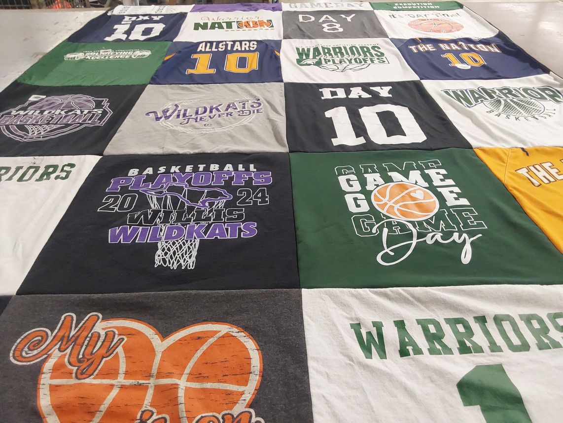 T-shirt quilt featuring warriors basketball team by Rachel from TX
