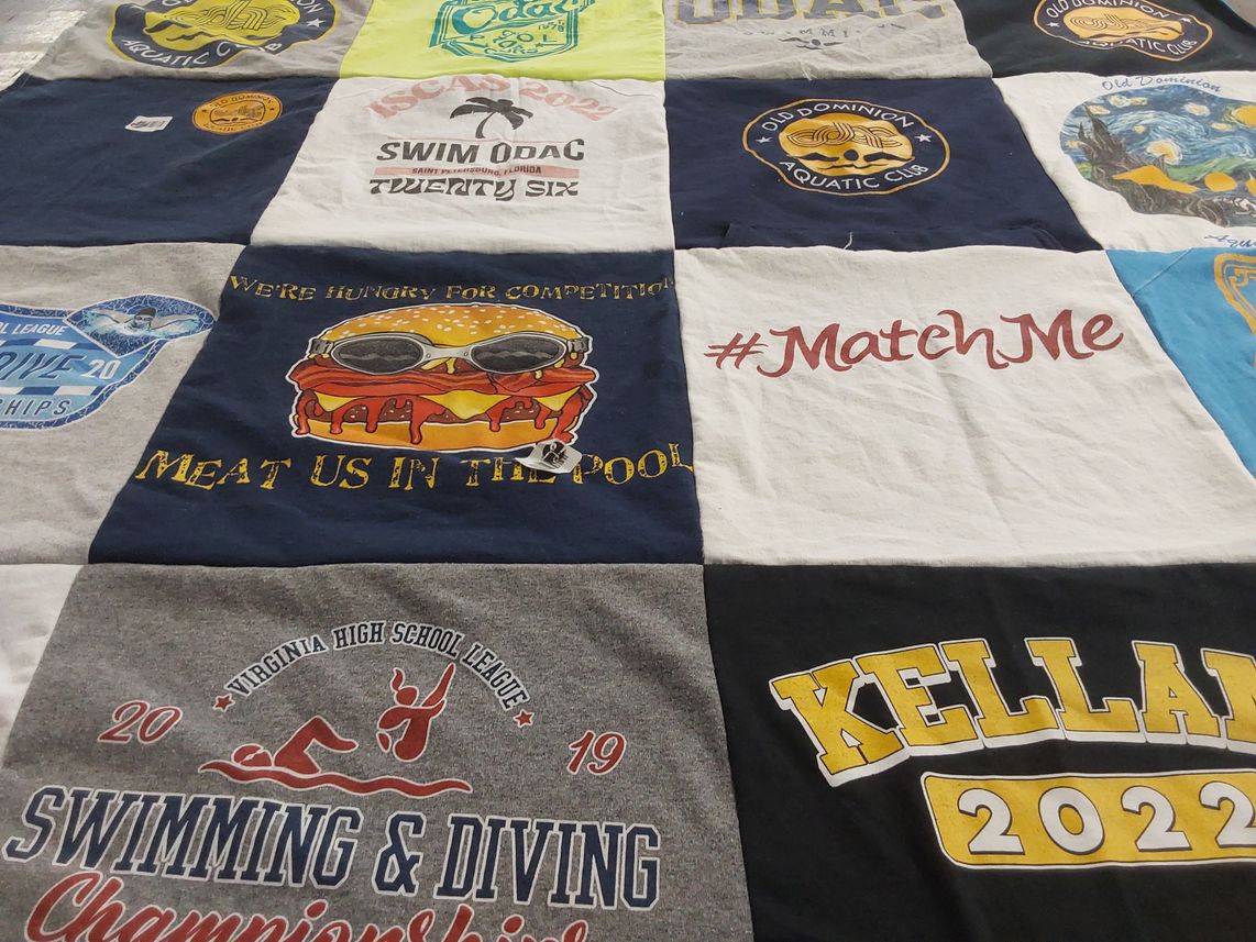 T-shirt quilt featuring old dominion swimming team by Meghan from VA