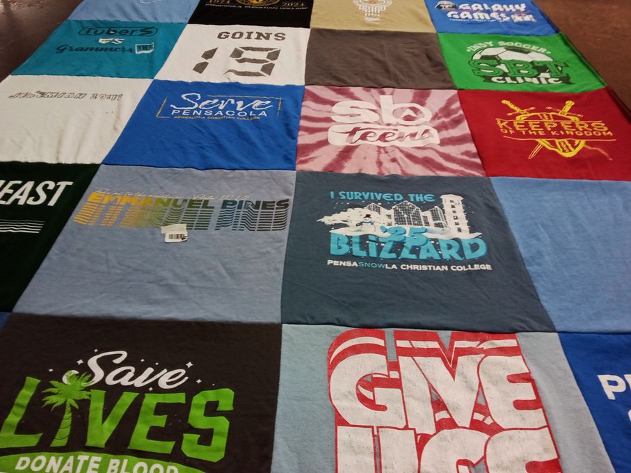 T-shirt quilt from pensacola christian college by Drew from FL