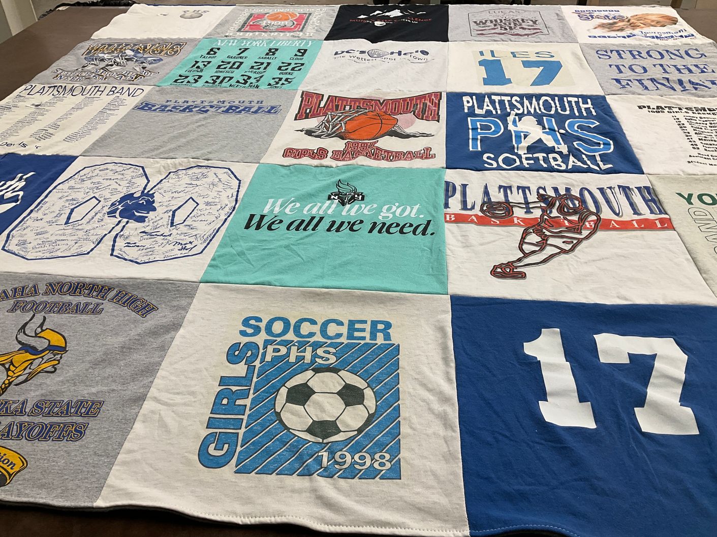 T-shirt quilt featuring plattsmouth high school basketball, plattsmouth high school softball by Allison from NE