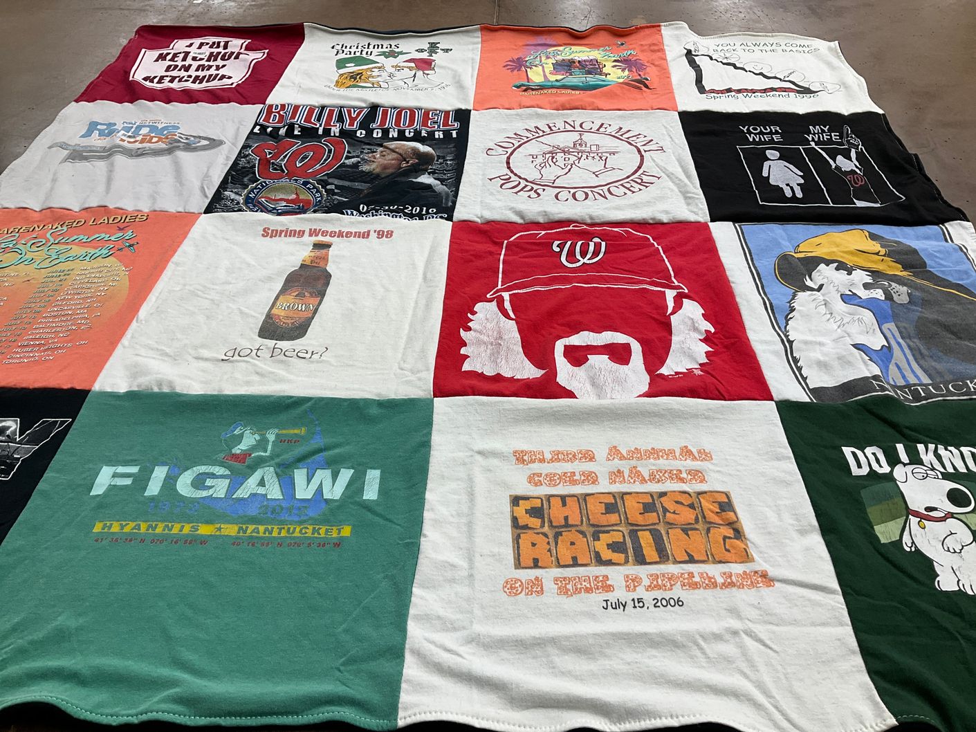 T-shirt quilt with music, concerts themes by LISA from VA