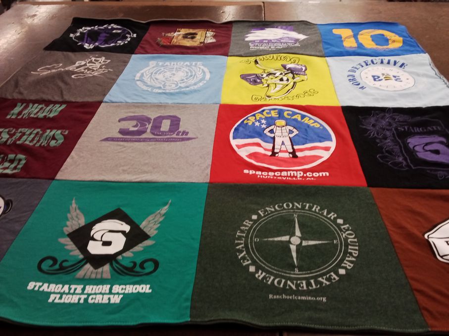T-shirt quilt from stargate high school by Suzette from CO