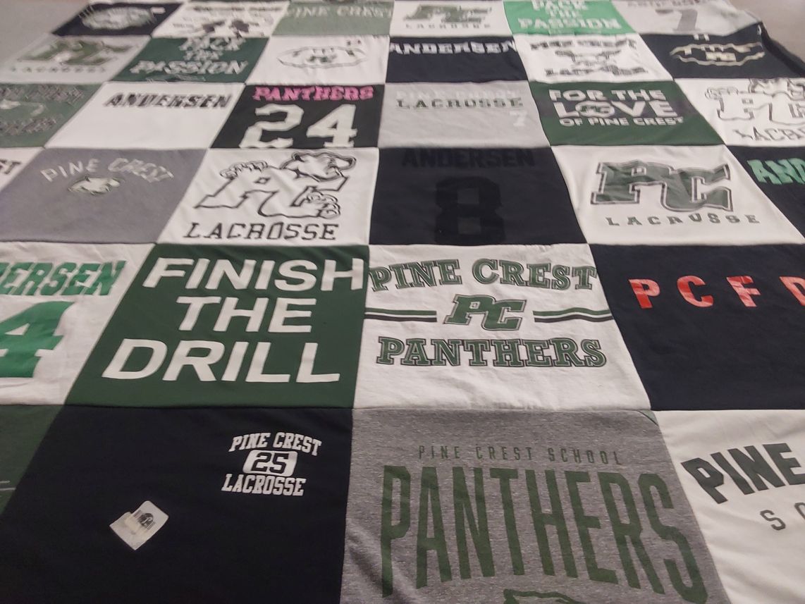 T-shirt quilt featuring pine crest panthers by carrie from FL
