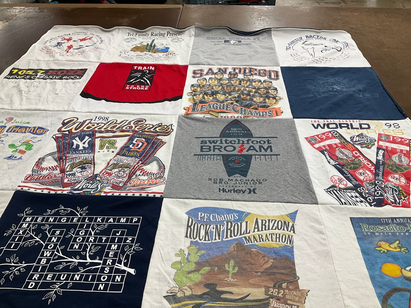 T-shirt quilt featuring new york yankees, san diego padres by Suzette from CO