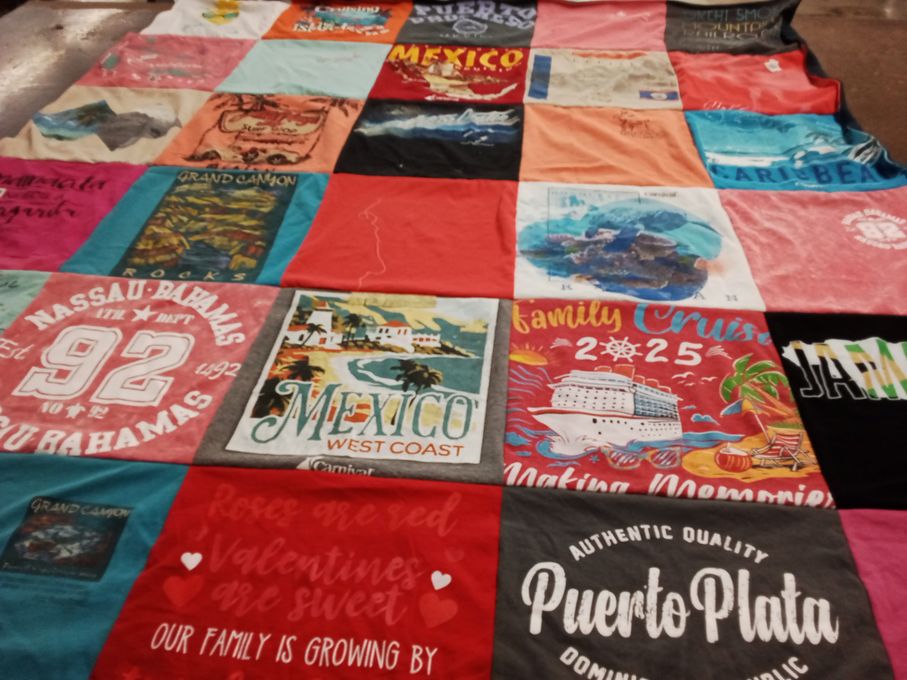 T-shirt quilt with travel, family themes by Amanda from TX