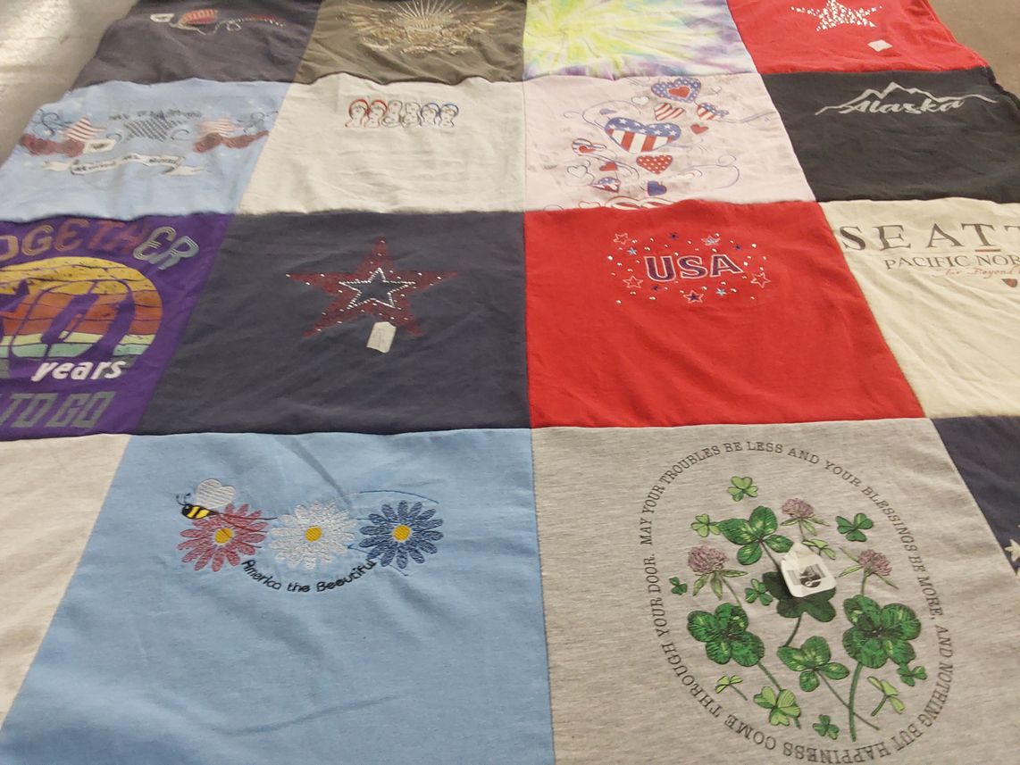 T-shirt quilt with travel, nature themes by Amy from UT