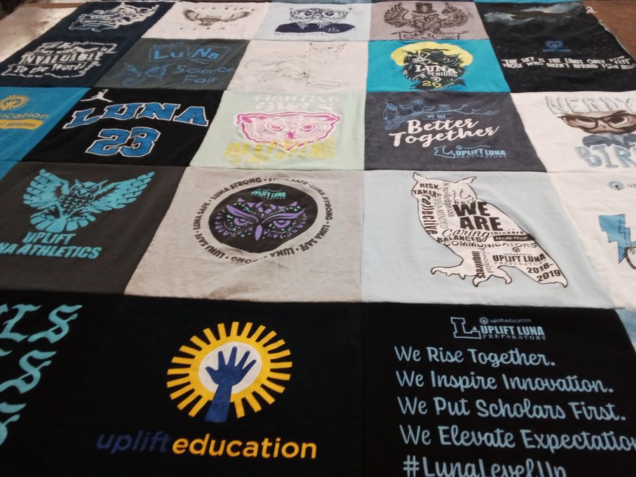 T-shirt quilt from uplift luna preparatory by Alicia from TX