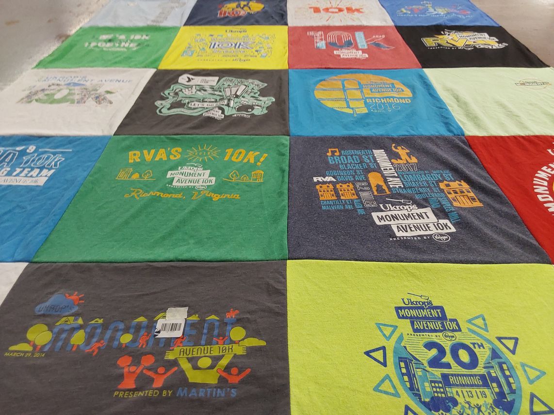 T-shirt quilt with running, sports themes by James from VA