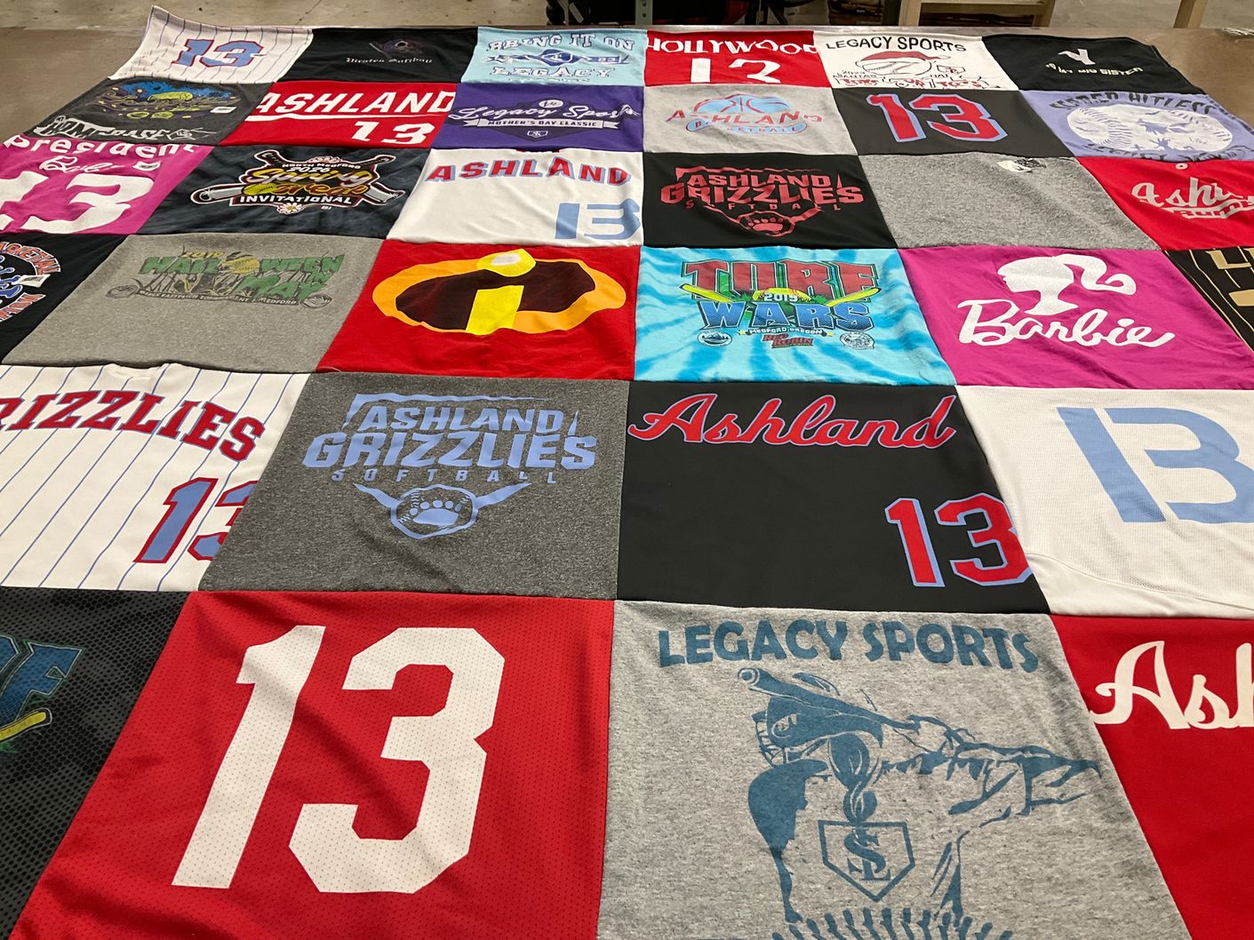 T-shirt quilt featuring ashland grizzlies softball by Robert from OR